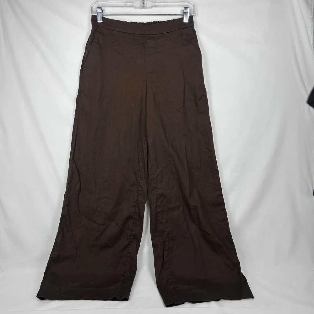 Banana Republic Hayden Brown Linen-Blend Wide-Leg Pants – Size Extra Small (XS)